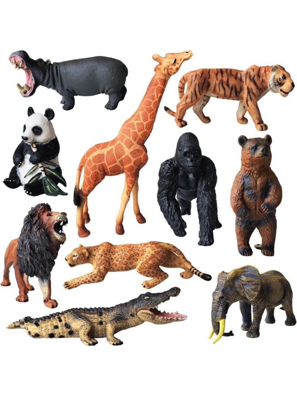 10 Pcs Realistic Large Wild Animal Figurines Set - Perfect for Kids 3+ Playtime